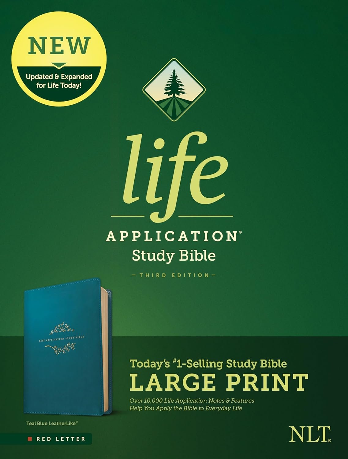 71xLpl7CU9L._SL1500_.jpg ISBN: 9781496439352 - NLT Life Application Study Bible, Third Edition, Large Print (LeatherLike, Teal Blue, Red Letter) - Image 1